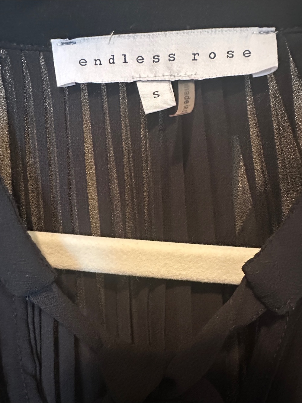 Endless Rose Black Pleated Tie-Neck Blouse - Picture 2 of 2